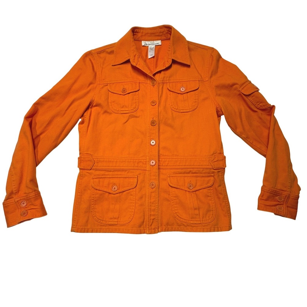 Jones New York‎ Sport Safari Jacket Orange Cotton Utility Womens M